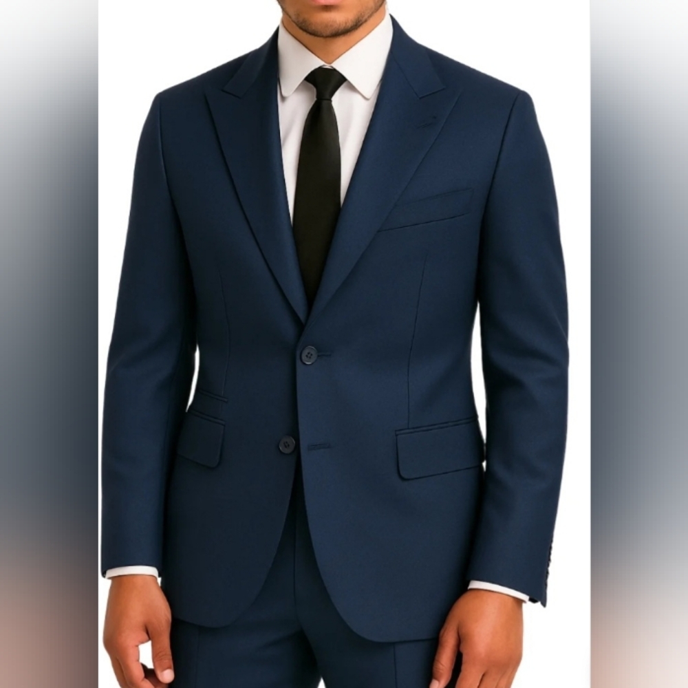 LUCCI ITALIANA COLLEZONE Navy Blue Suit .Jacket SIZE 44S & Pants 38S. NWOT